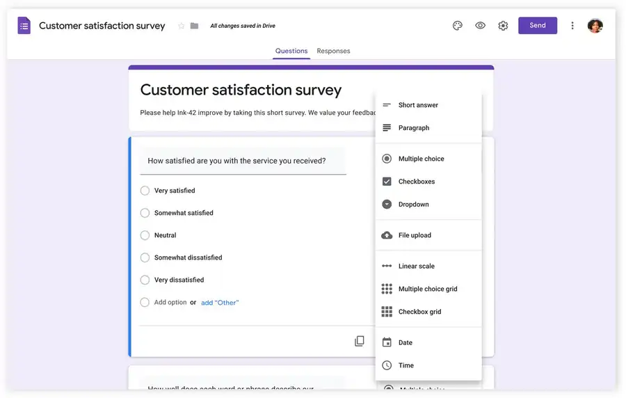 google form per customer satisfaction