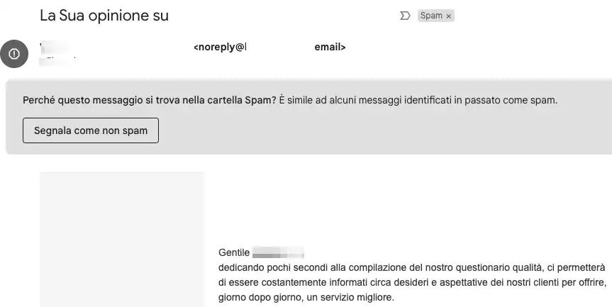 Esempio di email noreply.